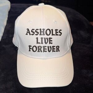 White Cap with Bold Text